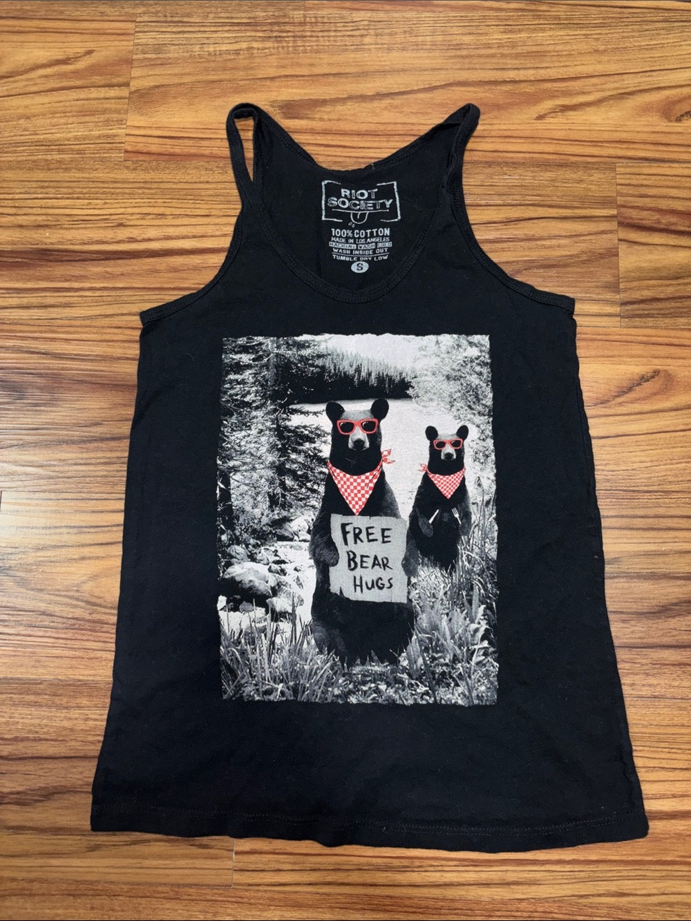 100% Cotton Riot Society Black Bear Graphic Tank